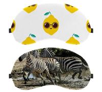 2 Piece Eye Mask Zebra Animal Wildlife, Sleep Mask for Side Sleeper, Soft Sleeping Eye Mask for Women Men, Complete Light Blocking, Zero Pressure Night Blindfold