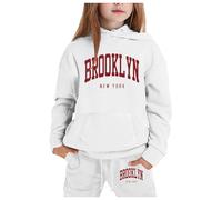 2 Piece Fall Sweatsuits Sets with Hood for Girls Toddler Brooklyn New York Active Children Tracksuit Sets Sweatsuit Sets Long Sleeve Workout Joggers Outfits 2025 Track Suits Hooded