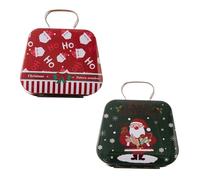 2 Piece Festival Miniature Tin Storage Case Durable Christmas Treat Tins Delicate Candy Storage Containers with Handles