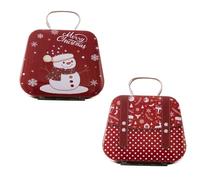 2 Piece Festival Miniature Tin Storage Case Durable Christmas Treat Tins Delicate Candy Storage Containers with Handles