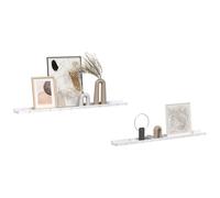 2 Piece Floating Wall Shelf Set Engineered Wood Display Storage Shelves