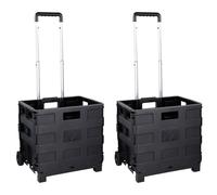 2-Piece Foldable Transport Trolley 25kg Shopping Trolley Shopping Crate Foldable