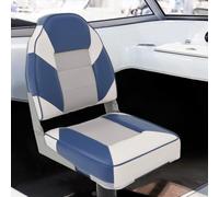 2-Piece Folding Boat Seat Set with High Backrest, Aluminium Frame, Adjustable Chair Leg for Sailing Boat, Dinghy, Yacht and Water Sports, Ideal for Leisure, Holiday and Outdoor Use