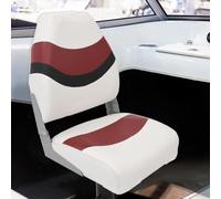 2-Piece Folding Boat Seat Set with High Backrest, Aluminium Frame, PVC and PU Cover, 360° Rotation, for Sailing Boat, Dinghy, Yacht, Catamaran, Water Sports and Leisure at Sea and Sea