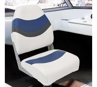 2-Piece Folding Boat Seat Set with High Backrest and Aluminium Frame, Adjustable 28-45.5 cm, Waterproof PVC and PU, Ideal for Sailing Boat, Dinghy, Yacht, Catamaran