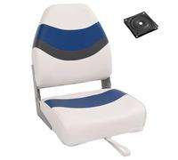 2-Piece Folding Boat Seat Set with High Backrest Made of PVC and PU, Aluminium Frame, 360° Rotation, for Sailing Boat, Dinghy, Yacht, Catamaran, Leisure, Water Sports, Holidays