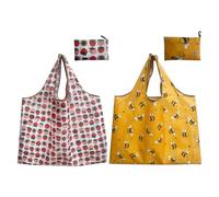 2-Piece Folding Shopping Bag, Large-Capacity Oxford Cloth Bag, Creative Portable Handbag, Outdoor Camping Storage Bag.