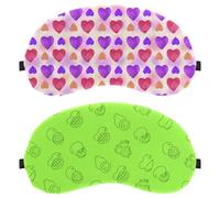 2 Piece Fruits Green Pattern Sleep Eye Mask for Side Sleeper, Sleeping Mask, Light Blocking Eye Mask, Soft Eye Shade Cover for Travel, Nap, Plane