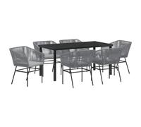 2 Piece Garden Dining Set with Cushions Grey Poly Rattan Berkfield Home Multi One Size