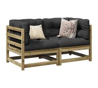 vidaXL Garden Sofa Set 2 Piece Outdoor Sofa Set Wax Brown Solid Wood Pine