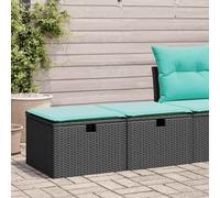 2 Piece Garden Sofa Set with Cushions Black Poly Rattan Acacia
