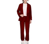 2 Piece Girls Suits Set Kids Blazer & Trousers Solid Color Lapel Suit Open Front Long Sleeve Blazers Wedding Party Formal Outfit for Kids Girls Size 5-14 Years