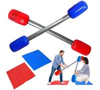 2 Piece Gladiators Set, Inflatable Garden Games, Outdoor Gladiator Battle Equipment, Blue and Red Inflatable Sticks with Mats, American Gladiators Inspired Dueling Gear