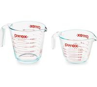 2-Piece Glass Measuring Cup Set, Includes 1-Cup, and 2-Cup Tempered Glass Liquid Measuring Cups, Dishwasher, Freezer, Microwave, and Preheated Oven Safe, Essential Kitchen Tools