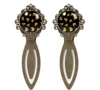 2 Piece Gold Glittering Heart Pattern Black Bookmark, Vintage Style Book Markers for Book Lovers Writers Readers Teachers, Birthday Gifts for Women Men Teens