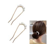 2 Piece Hair Clip Pin, U Shaped Hairpin, Hair Stick, French Style Hair Stick, U Shaped Hair Pins, U Shaped Hair Pin Accessories, for Women Girls Hair Styling Accessories (Gold)