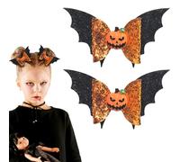2 - Piece Halloween & Day of the Dead Hair Clips Glitter Pumpkin Bat Bow Knot Claw Clips - Non - Slip Handmade Ponytail Decor for Women
