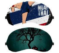 2 Piece Halloween Pumpkin Horror Night Background Sleep Mask for Side Sleeper Men Women, Light Blocking Eye Mask Cover Eyeshade with Adjustable Strap, Night Blindfold