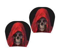 2-Piece Halloween Skull Decor Ghost Headrest Covers For Car Double-Sided Slip-On Car Headrest Covers 26 x 28cm Vehicle Interior Accent