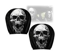 2-Piece Halloween Skull Decor Ghost Headrest Covers For Car Double-Sided Slip-On Car Headrest Covers 26 x 28cm Vehicle Interior Accent
