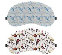 2 Piece Hand Painted Wild Mushroom Pattern Sleep Mask, Light Blocking Sleeping Eye Mask for Women Men, Night Blindfold, Breathable Eye Mask Cover