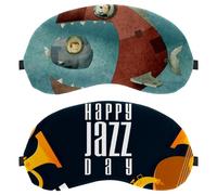 2 Piece Happy Jazz Day Saxophone Piano Violin Music Eye Mask, Sleep Mask for Side Sleeper, Soft Sleeping Eye Mask for Women Men, Complete Light Blocking, Zero Pressure Night Blindfold