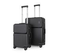 2 Piece Hard Shell Luggage Suitcase Set - 26' inch large Suitcase + 20' inch Carry-On Suitcase JLY Black One Size