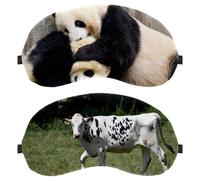 2 Piece Herbivore Dairy Cow Prairie Animal Eye Mask, Sleep Mask for Side Sleeper, Soft Sleeping Eye Mask for Women Men, Complete Light Blocking, Zero Pressure Night Blindfold