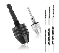2-Piece Hexagonal Keyless Drill Chuck Adapter - 0.6-8mm & 0.3-3.4mm, Micro Drill Extension, Conversion for Cordless Screwdrivers