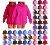 2 Piece Hoodies For Women Uk Oversized Hoodie Casual Long Sleeve Plain Pullover Fashion Tops Trendy Solid Color Hoodie Autumn Winter Ladies Cute Sweatshirts With Pockets Cosy Warm Baggy Tops Hot Pink