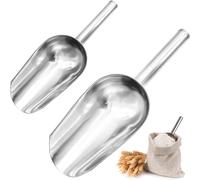 2 Piece Ice Scoop, Stainless Steel Sweet Scoop Multifunctional Flour Scoop Portable Food Scoop Metal Scoop for Kitchen, Bar, Garden Buffet (2 Sizes)