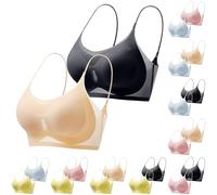 2 Piece Ice Silk Bras for Women, Summer Ultra Thin Womens Sports Bras Full Coverage, Womens Non Wired Full Support Bra, Seamless Gathering Bra, Strap Invisible Anti Sagging Underwear for Women UK