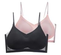 2 Piece Ice Silk Bras for Women, Summer Ultra Thin Womens Sports Bras Full Coverage, Womens Non Wired Full Support Bra, Seamless Gathering Bra, Strap Invisible Anti Sagging Underwear for Women UK
