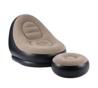 2 Piece Inflatable Deluxe Lounge Chair With Ottoman For Indoor Outdoor Relaxation