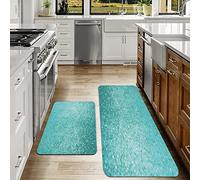 2 Piece Kitchen Mats Rug Set,Turquoise Small Dot Tiles Shape Simple Classical Creative Design Turquoise S,Kitchen Rug Non Slip Washable, Anti Fatigue Kitchen Carpet Machine Washable 40x60 cm+40x120 cm