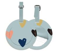 2 Piece Leather Suitcase Tags with Privacy Cover ID Label Travel Accessories Luggage Must Haves for Travel Bag Suitcase Gift for Women Men Boy Girl Bag Baggage (Round), Lovely Multi Colours