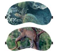 2 Piece Leopard Animal Jungle Branches Sleep Mask Cover, Eye Mask for Men Women, Breathable Sleeping Eye Masks, Zero Eye Pressure for Sleeping
