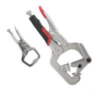 2-Piece Locking Welding Clamp Set, 10in Pipe & 5in Mini C-Clamp | Alloy Steel Construction, Rubber Grip Handles, Fits 1-3in Pipes, 2-piece Set For Large And Small Welding Tasks