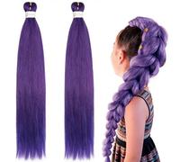 2 Piece Long Purple Hair Extensions K-pop Cosplay Hair Braid Synthetic Purple Braiding Hair for Party, Halloween, Cosplay