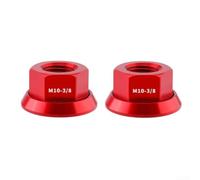 2 Piece M10 x 3/8 Aluminum Hub Nuts for Folding Bikes and Fixed Gear Bikes Wheel Hub Connection Needs (Red)