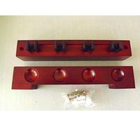 2 PIECE MAHOGANY POOL, SNOOKER, RACK WALL HOLDER with clips - HOLDS 4 CUES