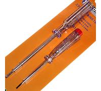 2 Piece Mains Tester Screwdriver Set Flathead - 140mm x 3mm and 190mm x 3.5mm