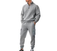 2 Piece Mens Plain Tracksuit Top & Bottoms Set Athletic Fleece Hooded Hoodie with Joggers Sweatpants Activewear Sets Comfortable Sports Track Suit Holiday Clothes (Mens Tracksuit Light Gray,XL)