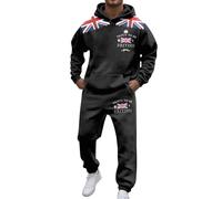 2 Piece Mens Tracksuits Union Jack British Flag Thin Fleece Hoodie and Jogging Sweatpants Autumn Winter Swearsuits Comfort Classic-fit Hooded Sweatshirt Sets Activewear Workwear Dailywear Set