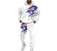 2 Piece Mens Tracksuits Union Jack British Flag Thin Fleece Hoodie and Jogging Sweatpants Autumn Winter Swearsuits Comfort Classic-fit Hooded Sweatshirt Sets Activewear Workwear Dailywear Set