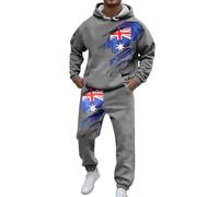 2 Piece Mens Tracksuits Union Jack British Flag Thin Fleece Hoodie and Jogging Sweatpants Autumn Winter Swearsuits Comfort Classic-fit Hooded Sweatshirt Sets Activewear Workwear Dailywear Set