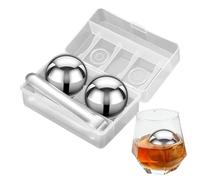 2 Piece Metal Ice Cubes - Large Round Whisky Stones | Stainless Steel Ice Set | Reusable Spherical Metal Ice Cubes | Tool Gadgets D