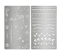 2-Piece Metal Stencil for Journaling - 4x7 Inch Reusable Stainless Steel Border & Line Templates, Decorative Edge Guide for Bullet Journal, Wood Burning, Scrapbooking, A5 Notebook