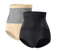 2 Piece Moringa 4-in-1 Micro-Particle Fat-Burning Sculpting Shorts, Seamless High Waist Tummy Control Shapewear Knickers & Butt Lifter Body Shaper Womens, Breathable Comfortable Shaper Briefs