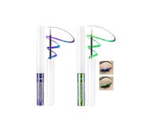 2-Piece Multichrome Liquid Eyeliner Pen Set in Glittering Purple & Green Chameleon Shades - Quick-Dry Smudge-Proof Formula with Shimmering Aurora Finish for Vibrant Colorful Eye Makeup